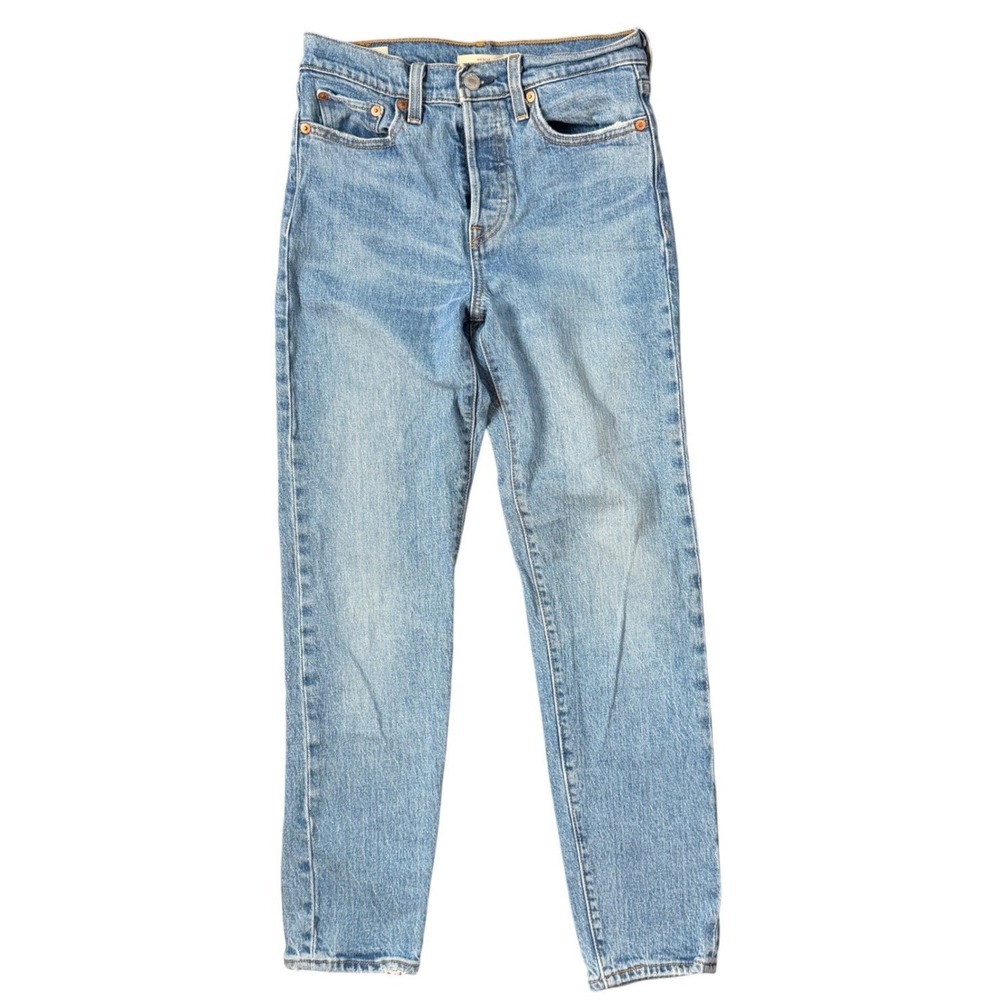 Levi's Wedgie Straight High Mid Jeans Medium Wash Blue Vintage 90s Style 26
